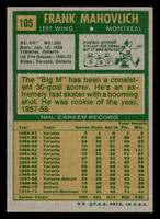 1971-72 Topps #105 Frank Mahovlich Ex-Mint  ID: 474246