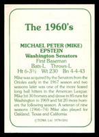 1978 TCMA The 1960's I #261 Mike Epstein Near Mint Auto Signed 