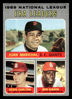 1970 Topps #67 Juan Marichal/Steve Carlton/Bob Gibson N.L. ERA Leaders Excellent Writing On Back 