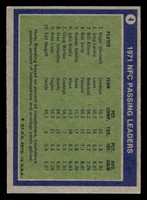 1972 Topps #4 Roger Staubach/Greg Landry/Billy Kilmer 1971 NFC Passing Leaders Excellent+  ID: 480852