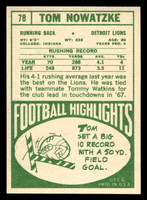 1968 Topps #78 Tom Nowatzke Near Mint  ID: 487954