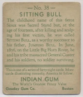 1933 Goudey R73 Indian Gum #38 Sitting Bull (Blue Panel) Series of 48  RARE  #*sku36894