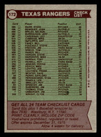 1976 Topps #172 Texas Rangers/Frank Lucchesi MG CL Ex-Mint 