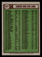 1976 Topps #201 Randy Jones/Andy Messersmith/Tom Seaver NL ERA Leaders Ex-Mint  ID: 500958