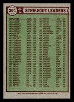 1976 Topps #204 Frank Tanana/Bert Blyleven/Gaylord Perry AL Strikeout Leaders Ex-Mint 