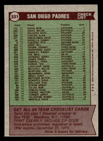 1976 Topps #331 San Diego Padres/John McNamara MG CL Near Mint  ID: 501075