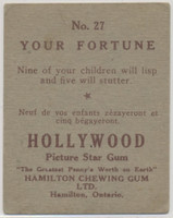 1938 V289 Canada Hamilton Chewing Gum Hollywood Picture Stars #27 Oliver Hardy  #*sku37011