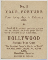1938 V289 Canada Hamilton Chewing Gum Hollywood Picture Stars #8 Jean Harlow  #*sku37013