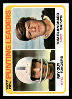 1978 Topps #336 Ray Guy/Tom Blanchard 1977 Punting Leaders Ex-Mint  ID: 505424