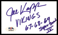Joe Kapp Index Card Signed PSA/DNA Authenticated Vikings Super Bowl IV