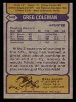 1979 Topps #343 Greg Coleman Very Good RC Rookie 