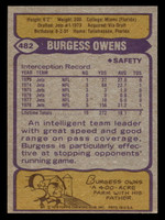 1979 Topps #482 Burgess Owens Near Mint  ID: 508265