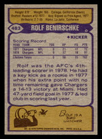 1979 Topps #483 Rolf Benirschke Ex-Mint  ID: 508274