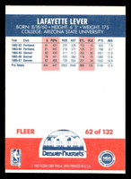 1987-88 Fleer #62 Lafayette Lever Near Mint Basketball  ID: 509415
