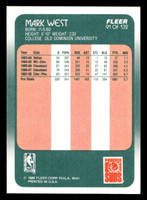 1988-89 Fleer #91 Mark West Near Mint+ RC Rookie Basketball  ID: 510135