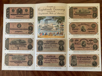 1954 F-UNC Cheerios Confederate Money Album with 10 Facsimile Bills 18"x9"  #*sku37102
