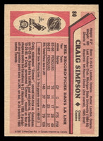 1987-88 O-Pee-Chee #80 Craig Simpson Ex-Mint RC Rookie OPC 
