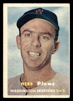 1957 Topps #169 Herb Plews UER Poor RC Rookie 
