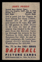 1951 Bowman #71 Jerry Priddy Excellent+  ID: 512237