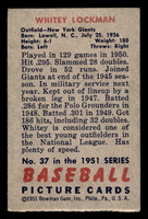 1951 Bowman #37 Whitey Lockman Very Good  ID: 512240