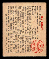 1950 Bowman #210 Ted Gray ERR: No Copyright Excellent+ 