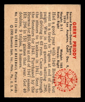 1950 Bowman #212 Jerry Priddy ERR: No Copyright Ex-Mint 