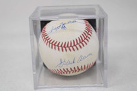 Hank Aaron Willie Mays Baseball Signed Autograph PSA/DNA 500 HR 9 Signatures 9 MINT