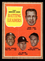 1962 Topps #51 Cash/Howard/Kaline/Piersall A.L. Batting Leaders Ex-Mint  ID: 512819