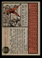 1962 Topps #215 Woodie Held Excellent+  ID: 512925
