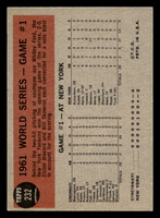 1962 Topps #232 World Series Game 1 Yanks Win Opener Ex-Mint  ID: 512952
