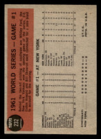1962 Topps #232 World Series Game 1 Yanks Win Opener Ex-Mint  ID: 512953