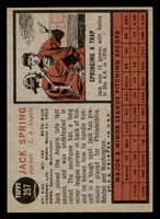 1962 Topps #257 Jack Spring UER Excellent+ RC Rookie  ID: 513000