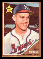 1962 Topps #289 Mike Krsnich Very Good RC Rookie  ID: 513055