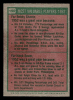1975 Topps Mini #190 1952 's Bobby Shantz/Hank Sauer MVP Ex-Mint MINI  ID: 513614