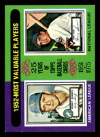 1975 Topps Mini #190 1952 's Bobby Shantz/Hank Sauer MVP Ex-Mint MINI  ID: 513615