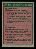 1975 Topps Mini #196 1958 's Jackie Jensen/Ernie Banks MVP Excellent+ MINI  ID: 513628
