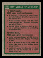 1975 Topps Mini #203 1965 's Zoilo Versalles/Willie Mays MVP Near Mint MINI  ID: 513641