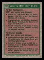 1975 Topps Mini #205 Carl Yastrzemski/Orlando Cepeda 1967 MVP's Ex-Mint MINI 