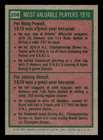 1975 Topps Mini #208 1970 's Boog Powell/Johnny Bench MVP Near Mint MINI  ID: 513650