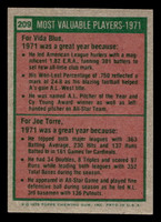 1975 Topps Mini #209 1971 's Vida Blue/Joe Torre MVP Near Mint MINI 