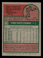 1975 Topps Mini #219 Ed Herrmann Near Mint MINI  ID: 513674
