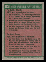1975 Topps Mini #190 1952 's Bobby Shantz/Hank Sauer MVP Ex-Mint MINI  ID: 514243