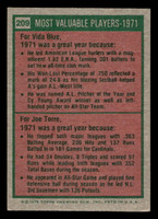 1975 Topps Mini #209 1971 's Vida Blue/Joe Torre MVP Excellent+ MINI 