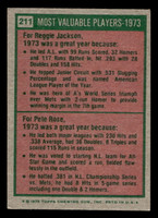 1975 Topps Mini #211 1973 's Reggie Jackson/Pete Rose MVP Very Good MINI 