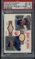 2001 SP Authentic IS-MY Ichiro Mariners PSA 8 NM-MINT RC Base/Ball Combo Yoshii
