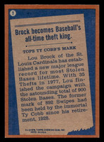 1978 Topps #1 Lou Brock RB Near Mint  ID: 518532