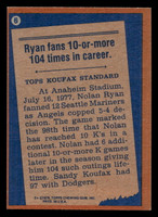 1978 Topps #6 Nolan Ryan RB Near Mint  ID: 518553
