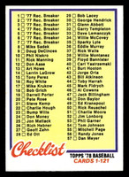 1978 Topps #74 Checklist 1-121 Near Mint  ID: 518878