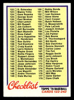1978 Topps #184 Checklist 122-242 Near Mint  ID: 519322