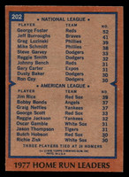 1978 Topps #202 George Foster/Jim Rice Home Run Leaders DP Near Mint  ID: 519396